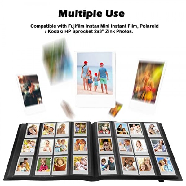 Fujifilm Instax Mini 카메라용 672 포켓 앨범, Fujifilm Instax Mini 12 9 40 Evo LiPlay 즉석 필름 카메라용 사진 앨범, Polaroid Snap Z2300 PIC-300 카메라용(검은색)