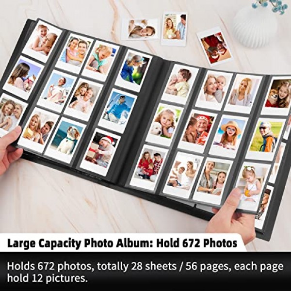 Fujifilm Instax Mini 카메라용 672 포켓 앨범, Fujifilm Instax Mini 12 9 40 Evo LiPlay 즉석 필름 카메라용 사진 앨범, Polaroid Snap Z2300 PIC-300 카메라용(검은색)