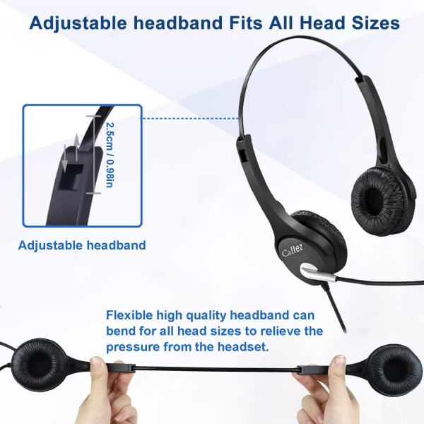 Polycom VVX310 VVX410 VVX411 Mitel 5220 5312 5320 AVAYA 1408 1416 9508 Shoretel NEC BT Converse 2300 유선 데스크용 마이크 소음 차단 전화 헤드셋이 있는 RJ9 전화 헤드셋