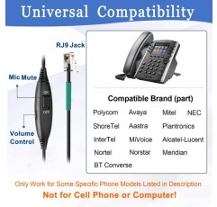 Polycom VVX310 VVX410 VVX411 Mitel 5220 5312 5320 AVAYA 1408 1416 9508 Shoretel NEC BT Converse 2300 유선 데스크용 마이크 소음 차단 전화 헤드셋이 있는 RJ9 전화 헤드셋