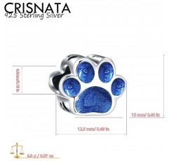 I Love My Pet Theme Charm-Rose Gold Plated, Enamel 925 Sterling Silver Dog Paw Print Dice Beads, 맞는 European Animal Charms Bracelet, Gifts for Mum/Daughter/Son/Grandmother Blue Enamel Paw Print Charm