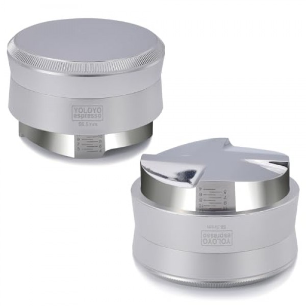 YOLOYO 51mm 커피 중력 분배기, 중력 적응형 에스프레소 분배기는 모든 51mm 에스프레소 포터필터에 적합, 100% 스테인레스 스틸 베이스가 있는 셀프 레벨링 에스프레소 레