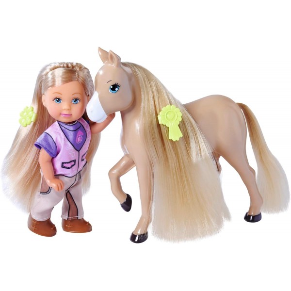 Simba 105733649 Evi Love Horse Carriage, 놀이 인형은 말, 액세서리, 마차의 비밀 구획, 28cm, 3년, 여러 가지 색상으로 마차에 앉아 있습니다.