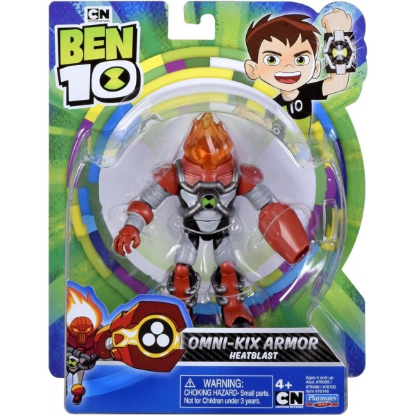 Giochi Preziosi 10 Omni-Kix Armor Heatblast 기본 구색 Giochi Preziosi Tennyson 및 Alien을 포함하여 수집할 6가지 모델 4세 이상의 어린이를 위한 BEN70D00 가치 있는 게임 멀티 컬러