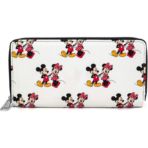 Loungefly 디즈니 Mickey and Minnie Mouse 올 오버 프린트 지퍼 지갑
