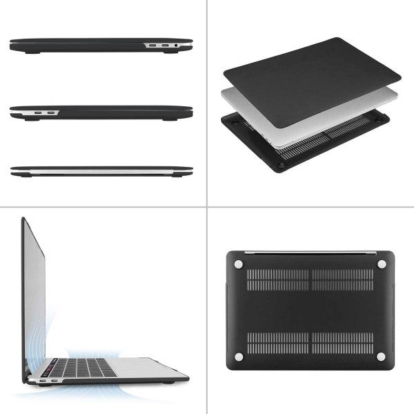 MOSISO 케이스 MacBook Pro 13 인치 2023 2022 2021-2016 M2 M1 A2338/A2289/A2251/A2159/A1989/A1706/A1708, 플라스틱 하드 쉘 및 키보드 보호기 및 화면 보호기 및 보관 가방, 블랙