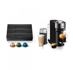 Nespresso Vertuo Next 디럭스 커피 및 에스프레소 메이커, 에어로치노 우유 거품기 캡슐이 포함된 퓨어 크롬 VertuoLine, 미디엄 및 다크 로스트 커피, 버라이어티 팩(30개)