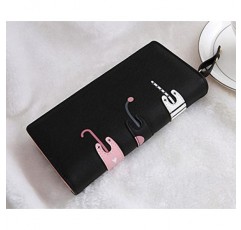 Diyafas 여성용 긴 지퍼 지갑 지갑 귀여운 만화 고양이 지갑 카드 홀더 핸드백