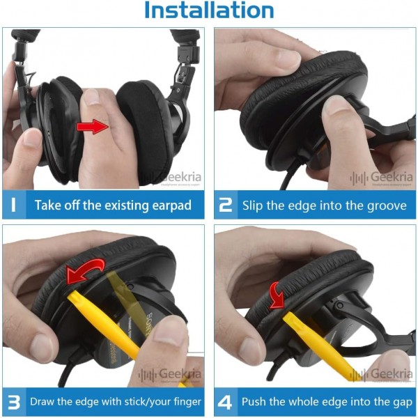 소니 MDR-7506, MDR-V6, MDR-V7, MDR-CD900ST 헤드폰 이어패드 헤드셋 이어패드 이어컵 교체 부품(분홍색) 메쉬 패브릭과 호환되는 Geekria QuickFit 교체용 이어패드