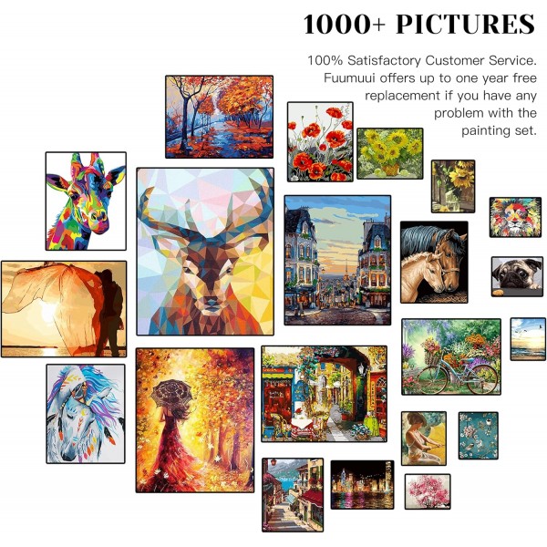 Fuumuui Paint by Numbers Adult and Children 초보자 그림 붓과 아크릴 물감 포함 40 x 50 cm - 풍경, 정원 도시