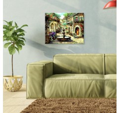 Fuumuui Paint by Numbers Adult and Children 초보자 그림 붓과 아크릴 물감 포함 40 x 50 cm - 풍경, 정원 도시