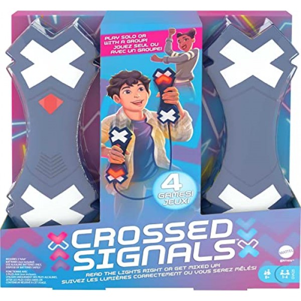 어린이 및 성인을 위한 Mattel Games Crossed Signals 게임, 한 쌍의 토킹 라이트 완드가 있는 전자 게임, 1-4인용