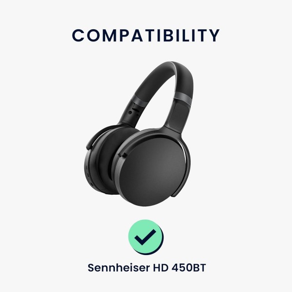 Sennheiser HD450BT / HD350BT 패드와 호환되는 kwmobile 2X 이어 패드 - 오버이어 헤드폰용 인조 가죽 헤드폰 패드 흰색