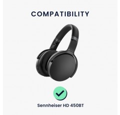 Sennheiser HD450BT / HD350BT 패드와 호환되는 kwmobile 2X 이어 패드 - 오버이어 헤드폰용 인조 가죽 헤드폰 패드 흰색