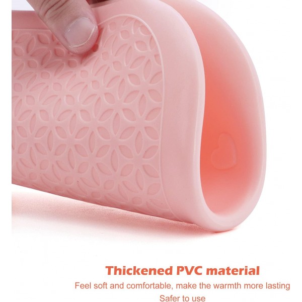 Beowanzk Hot Water Bottle with Cover 1.5L Small Hot Water Bottle, 포근하고 부드러운 동물로 개인화된 아늑한 Hot Water Bottle, 목, 복부, 손에 따뜻함을 위한 보온 재킷(핑크 + 오렌지) 핑