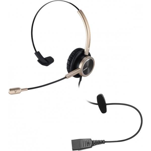 MAIRDI 전화 헤드셋 RJ9 및 3.5mm 잭 사무실 유선 휴대 전화 PC 노트북 콜 센터 전화 헤드셋 마이크 작동 Cisco 7941 7965 6941 7861 8961 Gold Monaural