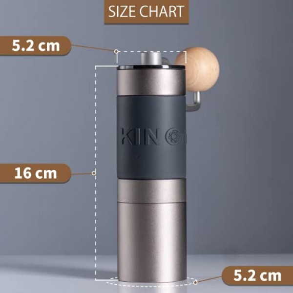 KINGrinder K2 아이언 그레이 수동 핸드 커피 그라인더 140 프렌치 프레스, 드립, 에스프레소에 대한 조정 가능한 분쇄 설정, 조립 일관성 스테인레스 스틸 원추형 버 밀, 25