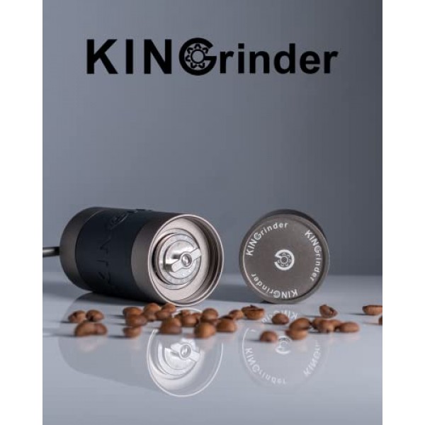 KINGrinder K2 아이언 그레이 수동 핸드 커피 그라인더 140 프렌치 프레스, 드립, 에스프레소에 대한 조정 가능한 분쇄 설정, 조립 일관성 스테인레스 스틸 원추형 버 밀, 25