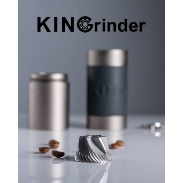KINGrinder K2 아이언 그레이 수동 핸드 커피 그라인더 140 프렌치 프레스, 드립, 에스프레소에 대한 조정 가능한 분쇄 설정, 조립 일관성 스테인레스 스틸 원추형 버 밀, 25