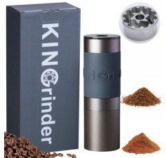 KINGrinder K2 아이언 그레이 수동 핸드 커피 그라인더 140 프렌치 프레스, 드립, 에스프레소에 대한 조정 가능한 분쇄 설정, 조립 일관성 스테인레스 스틸 원추형 버 밀, 25