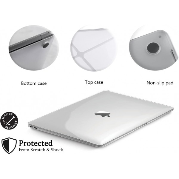 MacBook Pro 13(2016-2022) M1 M2 A2338/A2289/A2251/A2159/A1706/A1989와 호환되는 케이스, MacBook Pro 13과 호환되는 GVTECH 울트라 씬 하드 쉘 보호용 스냅 케이스, 투명 클리어