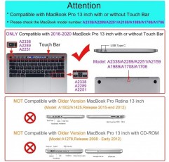 MacBook Pro 13(2016-2022) M1 M2 A2338/A2289/A2251/A2159/A1706/A1989와 호환되는 케이스, MacBook Pro 13과 호환되는 GVTECH 울트라 씬 하드 쉘 보호용 스냅 케이스, 투명 클리어