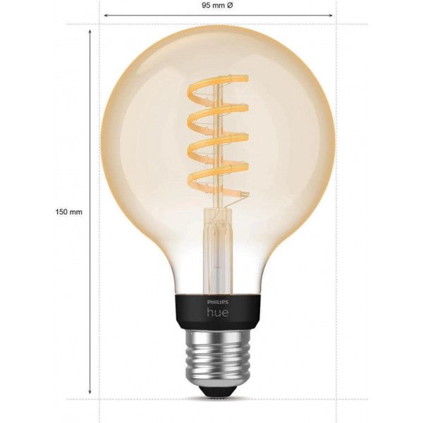 Philips Hue 블루투스 화이트 앰비언스 LED E27 글로브 - G95 7W 550lm 잉크 브리지와 스마트 플러그