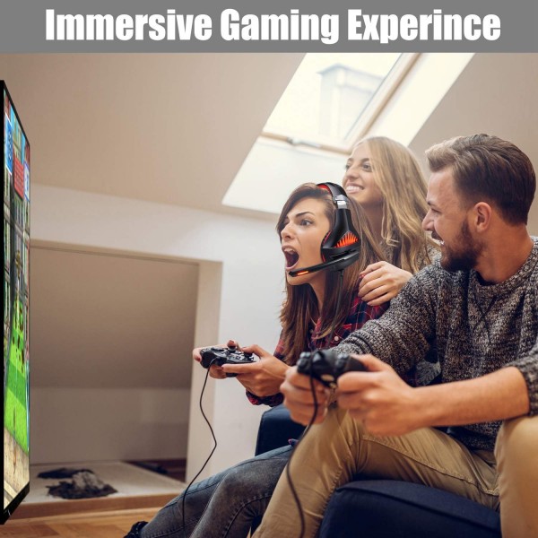 PS4용 마이크가 있는 ShinePick 게임용 헤드폰 Xbox One 게임용 PC(파란색, 빨간색) 핑크 그린
