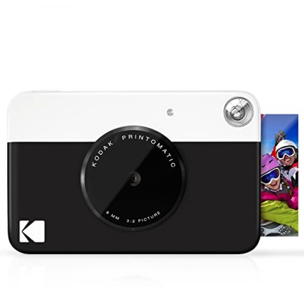 Kodak Printomatic 디지털 즉석 인쇄 카메라(파란색) 및 Printomatic 디지털 즉석 인쇄 카메라(검정색) 및 2x3 프리미엄 Zink 인화지(50매) 50개(1팩)