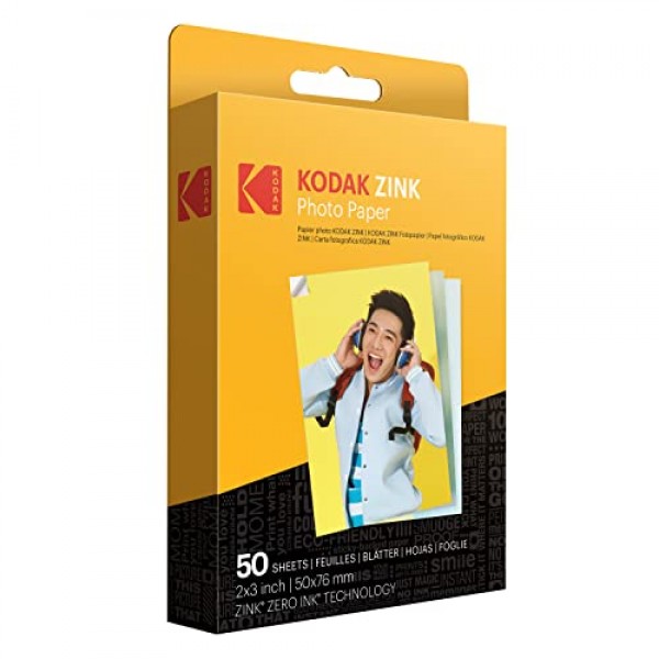 Kodak Printomatic 디지털 즉석 인쇄 카메라(파란색) 및 Printomatic 디지털 즉석 인쇄 카메라(검정색) 및 2x3 프리미엄 Zink 인화지(50매) 50개(1팩)