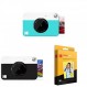 Kodak Printomatic 디지털 즉석 인쇄 카메라(파란색) 및 Printomatic 디지털 즉석 인쇄 카메라(검정색) 및 2x3 프리미엄 Zink 인화지(50매) 50개(1팩)