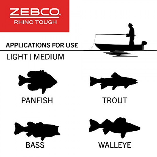 Zebco Rhino 터프 글로우팁 스피닝 낚싯대, 헤비듀티 가이드가 있는 풋 로드, 미디엄 라이트 파워 패스트 액션, EVA 폼 핸들