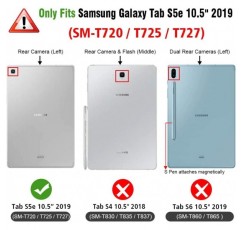 Vaitasy 케이스 삼성 갤럭시 탭 S5e 10.5 인치 2019, 갤럭시 탭 S5e 10.5(SM-T720/SM-T725)용 마그네틱 클로저 보호 커버가 있는 TPU 후면 충격 방지 케이스(SM-T720/ SM-T725) - 블랙