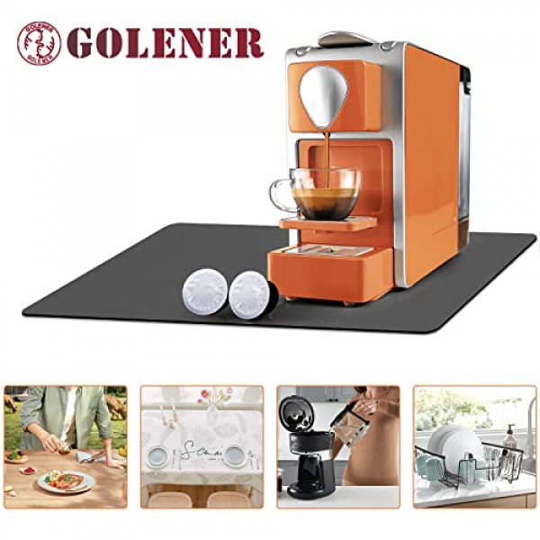 포트 에스프레소 머신용 Golener 커피 매트, 조리대용 대형 커피 메이커 매트, 기기 매트 아래 커피 바 액세서리, 커피 바 매트, 두꺼운 조리대 보호대 25x17(회색)