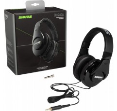 Shure SRH240A-BK-EFS 폐쇄형 잡음 제거 헤드폰/귀 위, 강력한 저음 및 섬세한 고음, 검은색 새 포장