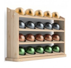 Nespresso Vertuo 캡슐용으로 설계된 GALVANOX 20 포드 홀더, 독립형 4단 커피 스테이션 정리함, 천연 대나무 목재 디스플레이 랙 선반(모든 VertuoLine 포드에 적합)