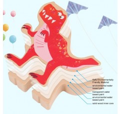 어린이를위한 공룡 스태킹 장난감, FDTEK Montessori 나무 공룡 스태킹 블록 3 세 이상 소년 소녀를위한 균형 게임