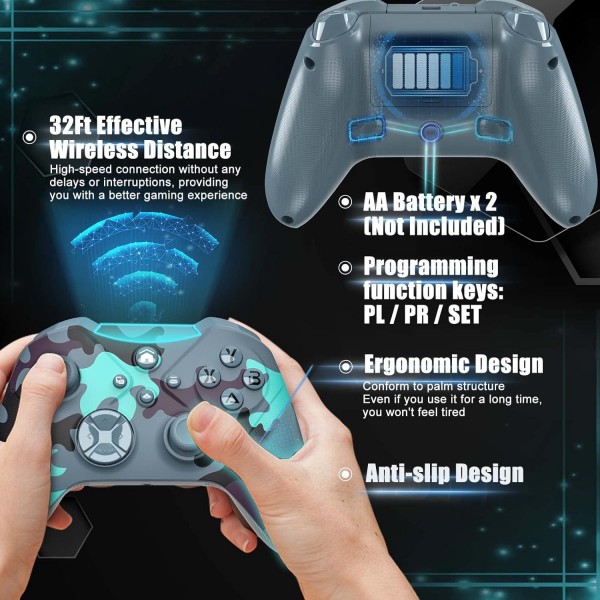 WiFi/프로그래밍/진동/3.5mm 오디오/터보/6축 자이로스코프가 있는 Xbox one Elite s/x Pc 컨트롤러용 Bonacell 무선 컨트롤러 Xbox 시리즈 S/X/PC Windows 7/8/10/11/Android/ ios와 호환 가