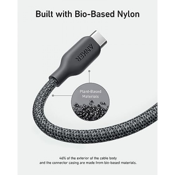 Anker USB C 케이블 바이오 브리아디드[2팩, 6피트], 내구성이 뛰어난 USB A - Type C 충전기 케이블, USB C 충전기 케이블 Samsung Galaxy Note 10/9/8 S10+/S10/S9+/S9, LG V30(USB 2.0, 블랙)
