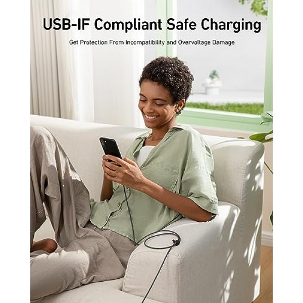 Anker USB C 케이블 바이오 브리아디드[2팩, 6피트], 내구성이 뛰어난 USB A - Type C 충전기 케이블, USB C 충전기 케이블 Samsung Galaxy Note 10/9/8 S10+/S10/S9+/S9, LG V30(USB 2.0, 블랙)