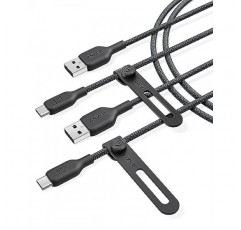 Anker USB C 케이블 바이오 브리아디드[2팩, 6피트], 내구성이 뛰어난 USB A - Type C 충전기 케이블, USB C 충전기 케이블 Samsung Galaxy Note 10/9/8 S10+/S10/S9+/S9, LG V30(USB 2.0, 블랙)