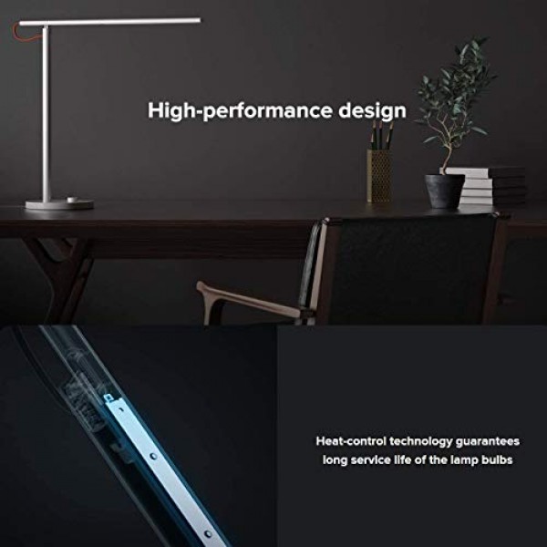 원래 Xiaomi LED 책상 램프 스마트 원격 제어 디밍이 가능한 테이블 램프 데스크 라이트 지원 휴대 전화 App 제어 4 조명 모드, 깜박임없는 빛