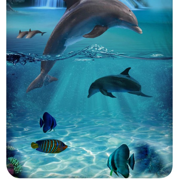 ESPiCO Bedding Trendy Bedding Will Blue Blue Dolphins Fish Sea Ocean Waterfall Renforcé, Size:135 cm x 200 cm 135 cm x 200 cm 009