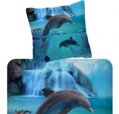 ESPiCO Bedding Trendy Bedding Will Blue Blue Dolphins Fish Sea Ocean Waterfall Renforcé, Size:135 cm x 200 cm 135 cm x 200 cm 009