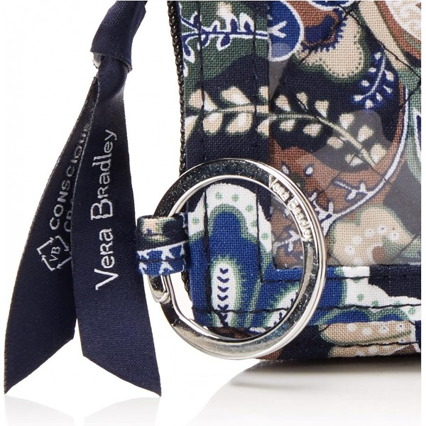 Vera Bradley 여성용 재활용 면 쁘띠 지퍼 지갑, RFID 보호 지갑 포함 One Size Java Navy Camo - 재활용 면