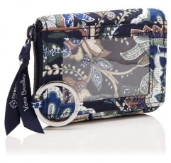 Vera Bradley 여성용 재활용 면 쁘띠 지퍼 지갑, RFID 보호 지갑 포함 One Size Java Navy Camo - 재활용 면
