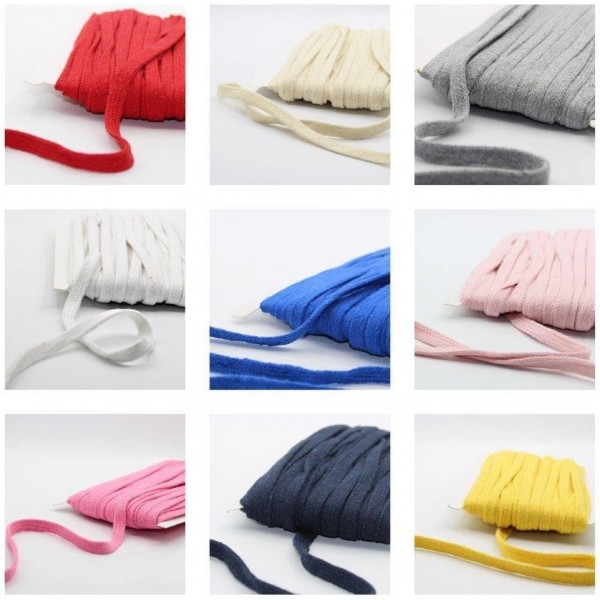 LEDUC 플랫 코튼 꼰 로프 10 가지 색상 사용 가능 1cm 20m 바느질 스웨터 Tracksuit 네이비 (C) C 네이비