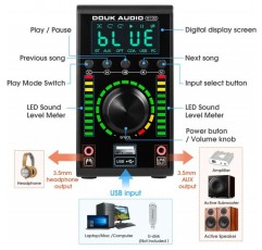 Douk Audio M100 미니 블루투스 5.0 Verstärker Digitalverstärker USB DAC 동축/옵션 홈 오디오 앰프 음악 플레이어 24Bit/192K 68W×2