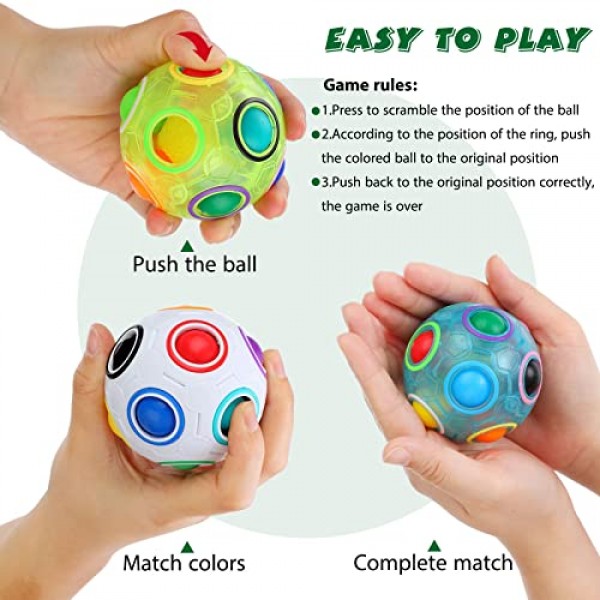 Yilloog 10 Pcs 무지개 퍼즐 공 마술 무지개 공 Fidget 장난감 십대 및 성인, 소년과 소녀, 생일 크리스마스 스타킹 Stuffers 장난감을위한 공 스트레스 해소 장치
