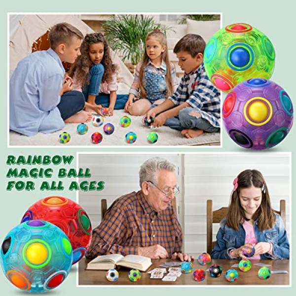 Yilloog 10 Pcs 무지개 퍼즐 공 마술 무지개 공 Fidget 장난감 십대 및 성인, 소년과 소녀, 생일 크리스마스 스타킹 Stuffers 장난감을위한 공 스트레스 해소 장치